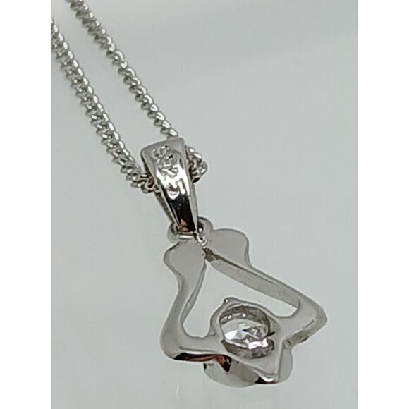.925 Sterling Silver Simulated Diamond Pendant Necklace Minimalist Petite - Picture 8 of 14